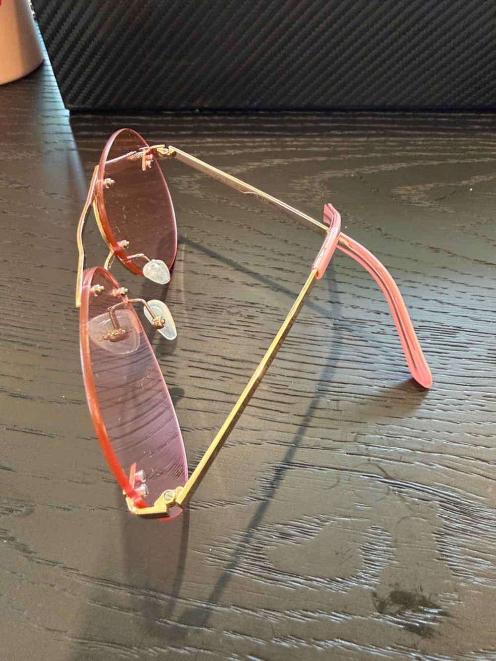 Karen Walker Gold-Frame Sunglasses with Pink Lenses - Picture 3 of 4